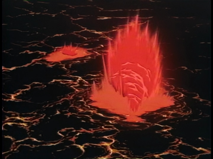 Wild eruptions of molten rock leap from Thundera's surface moments before the Destruction.