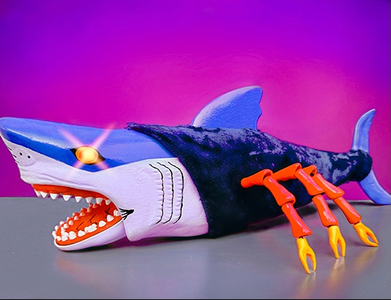 One of the three sizes of Nick Carver's custom Black Widow Shark.